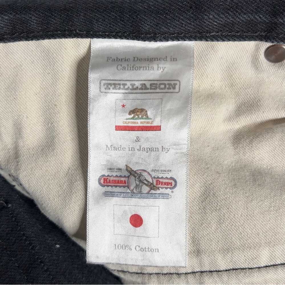 Tellason‎ Elgin Japanese Black Selvedge Jeans Men's 34x34 Slim Tapered 13.5 oz - Picture 6 of 16
